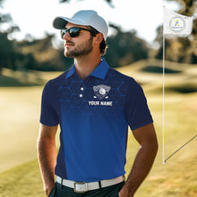 Load image into Gallery viewer, Blue Pattern Mens Golf polo shirts custom Team name golf outfit for men, unique golf gifts NQS9874