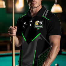 Load image into Gallery viewer, Personalized Billiard 8 Ball &amp; 9 Ball Pool Polo, 1/4 Zip For Men Custom Team Billiard Jersey |Green TDM3581