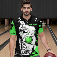 Load image into Gallery viewer, Custom Green Butterflies Bowling Shirt for Men Women Team Bowling Polo&amp;Quater Zip MBL76
