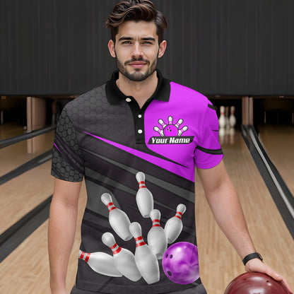 Purple Bowling Shirt for Men&Women Team Bowling Jersey Colorful Bowling Polo & 1/4 Zip MBL49