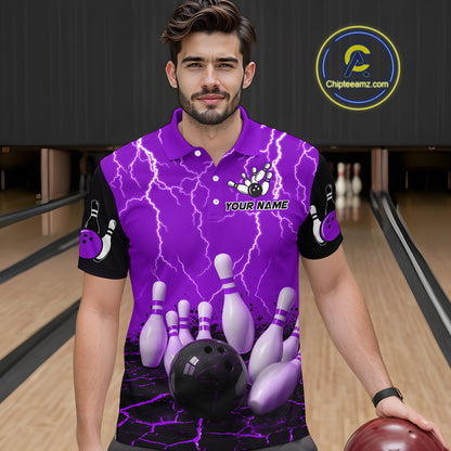 Purple Thunder Lightning & Lava Bowling Shirt for Men Women Team Bowling Jersey MBL92