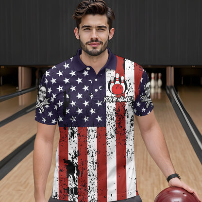 US Patriotic Bowling Shirts Custom American Bowling Jersey for Men Women Team MBL62