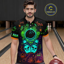 Load image into Gallery viewer, Custom Neon Bowling Team Shirt Halloween Polo &amp; Quarter-Zip Bowling Jersey for Men QZT731