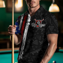 Load image into Gallery viewer, American Flag Billiard Jerseys 8 Ball Pool Billiard Shirts for Men Polo &amp; 1/4 Zip Shirt NNT05