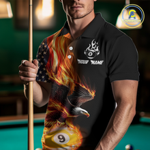 Load image into Gallery viewer, Custom 9 Ball American Flag Flaming Billiard Shirts for Men Billiard Team Shirt Billiard League NNT72