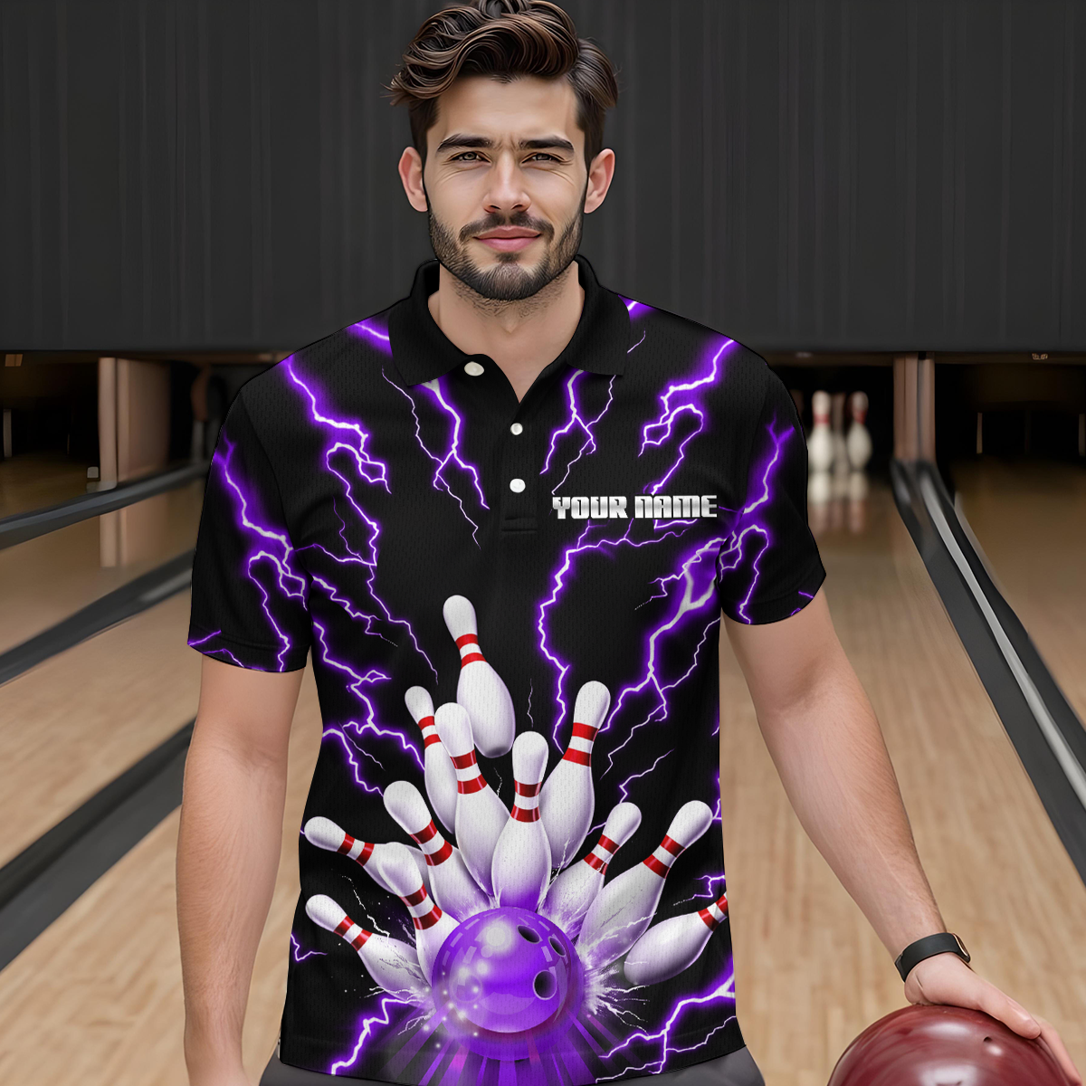 Thunder Lightning Purple Bowling Shirt Custom Bowling Jersey for Men Women Team MBL66