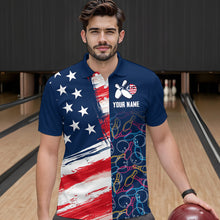 Load image into Gallery viewer, American Flag Bowling Shirts Patriotic Bowling Shirt for Men Women Polo&amp;1/4 Zip Shirt MBL21