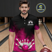 Load image into Gallery viewer, Pink Smoke Bowling Shirts for Men Women Team Personalized Bowling Polo and Quarter Zip MBL130