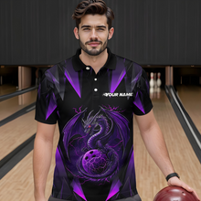Load image into Gallery viewer, Purple Dragon Personalized Bowling Shirts For Men, Bowling Team Shirt Polo &amp; Quarter-Zip HNT40