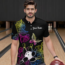 Load image into Gallery viewer, Colorful Butterflies Bowling Shirt for Men Bowling Team Jersey Shirts Polo &amp; Quarter-Zip HNT27