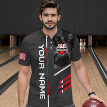 Load image into Gallery viewer, Personalized US Flag Eagle Bowling Shirt Bowling Jersey for Men Polo &amp; 1/4 Zip Shirt Team League HNT24
