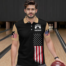 Load image into Gallery viewer, American Flag Brown Bowling Shirts for Men Women Team Bowling Jersey Polo &amp; 1/4 Zip MBL17