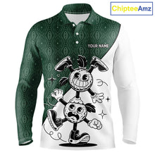 Load image into Gallery viewer, Green White Funny Golf Ball Pattern Mens Golf Polo Shirts Custom Golf Outfits Men, Green Golf Tops NHT784