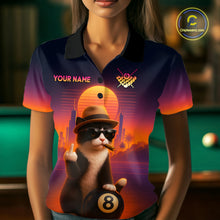 Load image into Gallery viewer, Custom Funny Cat 8 Ball Billiard Jersey for Women Billiard Uniform Polo &amp; 1/4 Zip Billiard Team Shirts NNT80