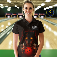 Load image into Gallery viewer, Red&amp;Black Wolf Bowling Shirts for Team Women Men Custom Wolf Bowling Polo &amp;1/4 Zip MBL196