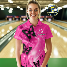 Load image into Gallery viewer, Custom Pink Butterflies Bowling Shirts for Men Women Team MBL120