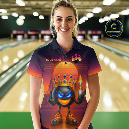 Custom Funny Bowling Jersey for Women Bowling Uniform Polo & 1/4 Zip Bowling Team Shirts HNT129