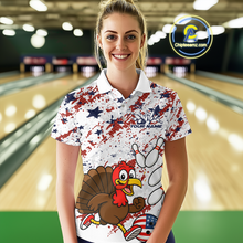 Load image into Gallery viewer, Funny Turkey Bowling Team Shirt for Women Custom Bowling Jersey Thanksgiving Bowling Outfit QZT775