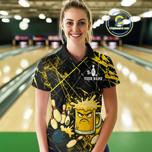 Load image into Gallery viewer, Custom Yellow Funny Beer Bowling Shirt Team Bowling League Jersey for Women Bowling Outfit QZT767