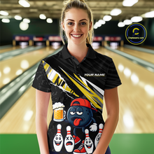 Load image into Gallery viewer, Custom Yellow Beer Bowling Jersey for Women Bowling Team Shirts Bowling Uniform Polo &amp; 1/4 Zip HNT133