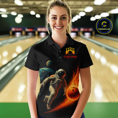 Astronaut Bowling Shirts for Women Men Team Custom Galaxy Bowling Polo and 1/4 Zip MBL171