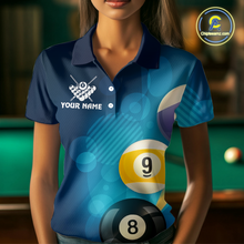 Load image into Gallery viewer, Custom 8 Ball Billiard Shirts for Women Billiard Team Shirts Billiard Uniform Polo &amp; 1/4 Zip Shirt NNT76