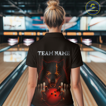 Load image into Gallery viewer, Red&amp;Black Wolf Bowling Shirts for Team Women Men Custom Wolf Bowling Polo &amp;1/4 Zip MBL196