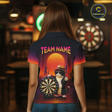 Load image into Gallery viewer, Funny Cat Retro Dart Shirts For Women Custom Dart Board Shirts Polo &amp; 1/4 Zip Dart Jersey Team NNT124