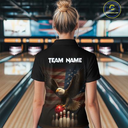 Custom Custom American Eagle Bowling Shirt for Women Polo & Quarter-Zip Bowling Jersey Bowling Outfit QZT779