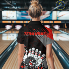 Load image into Gallery viewer, Custom Red Funny Bowling Shirt Crazy Bowling Jersey Women Polo &amp; 1/4 Zip Bowling Outfit QZT785