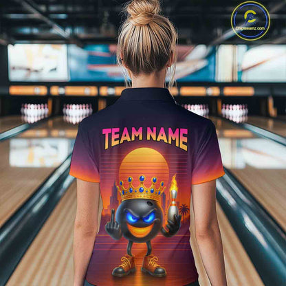 Custom Funny Bowling Jersey for Women Bowling Uniform Polo & 1/4 Zip Bowling Team Shirts HNT129