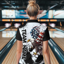 Load image into Gallery viewer, Personalized Eagle Bowling Shirt Patriotic Bowling Jersey for Women Polo Shirt QZT307