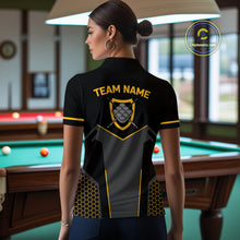 Load image into Gallery viewer, Personalized Yellow Black 9 Ball Billiard Shirt For Women, 9 Ball Pool Team Jersey Polo &amp; 1/4 Zip TDM4476