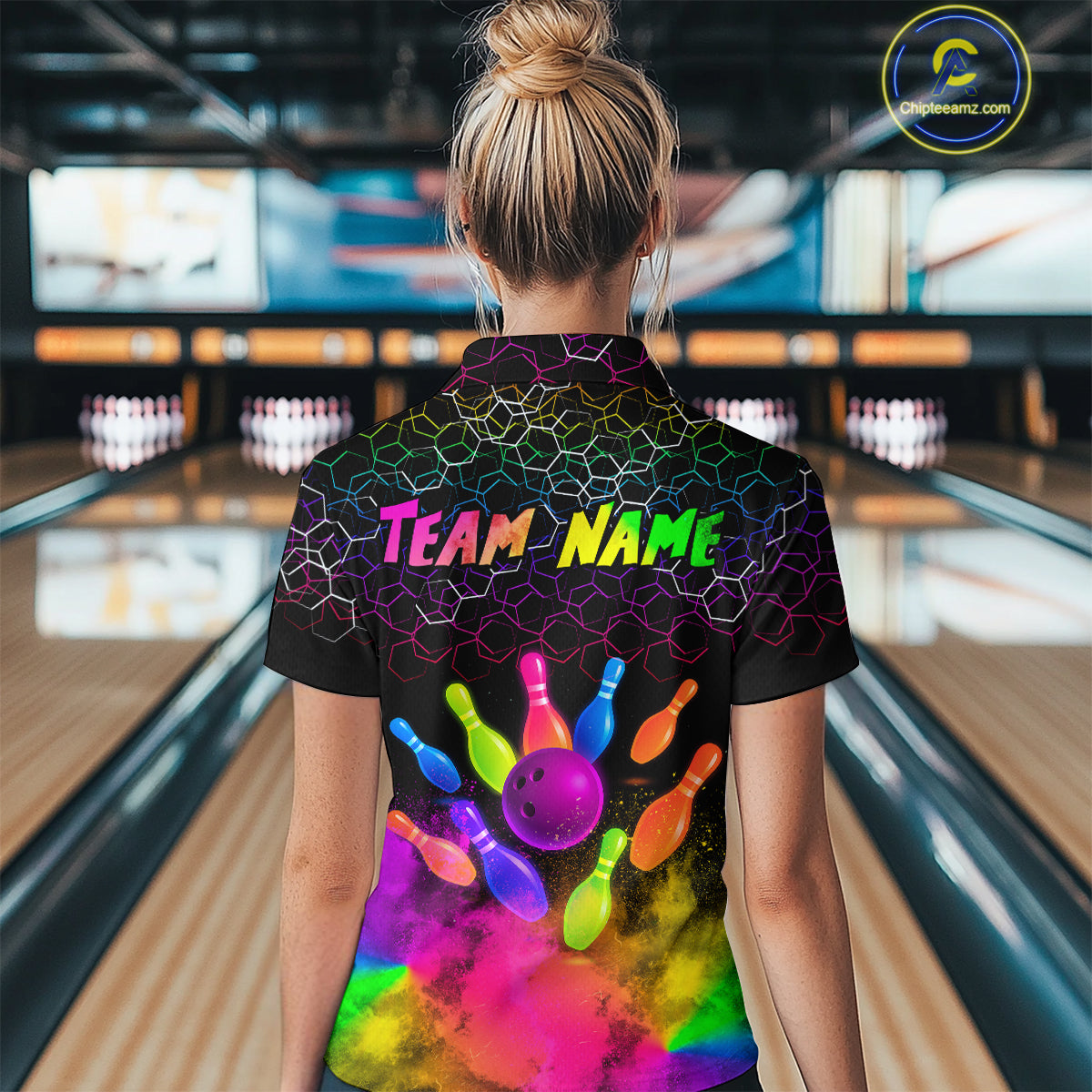 Colorful Bowling Custom Women Bowling Shirt Polo & Quarter-Zip Bowling Team Jerseys HNT73