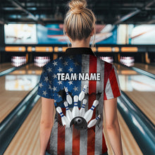 Load image into Gallery viewer, Custom American Flag Bowling Shirts for Men and Women Patriotic Bowling Polo&amp; 1/4 Zip MBL54