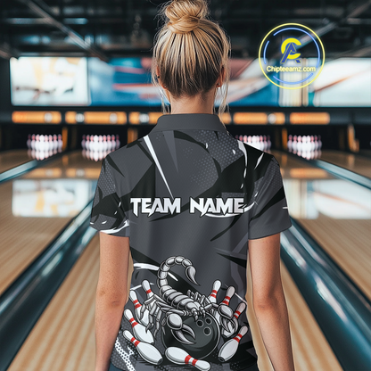Custom Scorpio Zodiac Bowling Women Bowling Shirt Polo & Quarter-Zip Bowling Team Jerseys HNT59