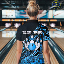 Load image into Gallery viewer, Blue Vintage Bowling Custom Women Bowling Shirt Polo &amp; Quarter-Zip Bowling Team Jerseys HNT69