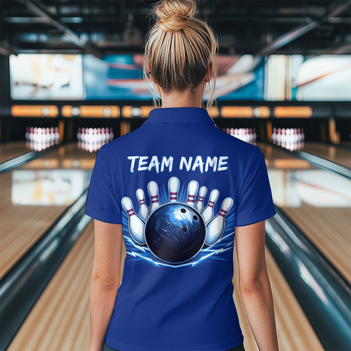 Custom Skull Bowling Shirt Blue Bowling Jersey for Men Women Team Polo&1/4 Zip MBL58