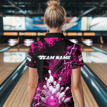 Load image into Gallery viewer, Pink Thunder Lightning Bowling Shirt Custom Colorful Bowling Jersey Men Women Team MBL67