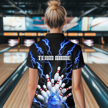 Load image into Gallery viewer, Thunder Lightning Blue Bowling Shirt Custom Bowling Jersey for Men Women Team MBL66