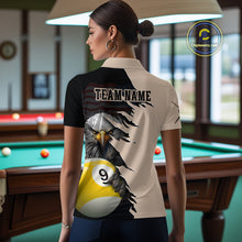 Load image into Gallery viewer, Personalized 9 Ball American Flag Eagle Billiard Shirts for Women Billiard Team Shirts NNT69