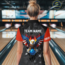 Load image into Gallery viewer, Eagle US Flag Bowling Custom Women Bowling Shirt Polo &amp; Quarter-Zip Bowling Team Jerseys HNT67