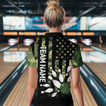 Load image into Gallery viewer, Personalized Camouflage Bowling Shirt for Men Women American Flag Polo Bowling Team Jersey QZT678