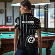 Load image into Gallery viewer, Custom American Flag 8 Ball Billiard Shirts for Women, Billiard Team Polo &amp; 1/4 Zip Shirts NNT64