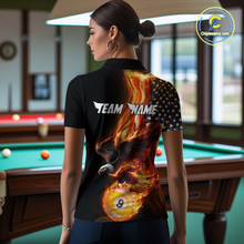 Load image into Gallery viewer, Custom 9 Ball American Flag Flaming Billiard Shirts for Women Billiard Team Shirt Billiard League NNT72