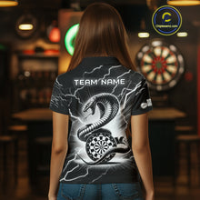 Load image into Gallery viewer, Custom Women's Dart Shirt – Black &amp; White Lightning Cobra Design – Personalized Dart Team Jersey TDM3882