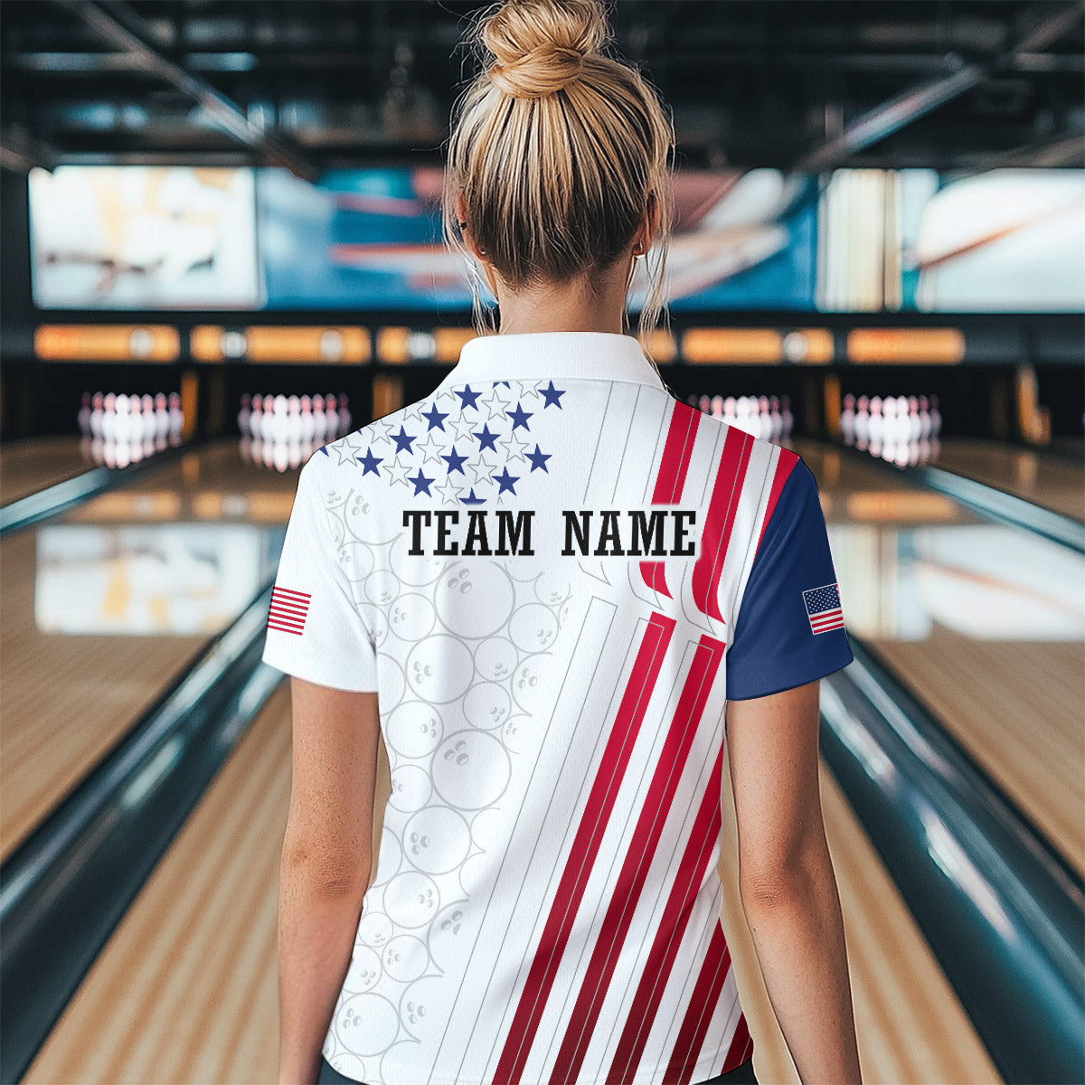 American Flag Bowling Shirts for Men Women Team Bowling Shirt Patriotic Bowling Shirt MBL08