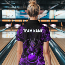 Load image into Gallery viewer, Purple Dragon Custom Name Bowling Shirts For Women, Bowling Team Jersey Polo &amp; Quarter-Zip Shirt HNT39