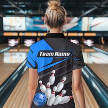 Load image into Gallery viewer, Blue Bowling Shirt for Men&amp;Women Team Bowling Jersey Colorful Bowling Polo &amp; 1/4 Zip MBL49