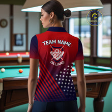 Load image into Gallery viewer, US Flag Billiard Jersey For Women Custom 8 Ball Polo &amp; Quarter Zip Billiard Shirts Pool Team Jersey TDM3801